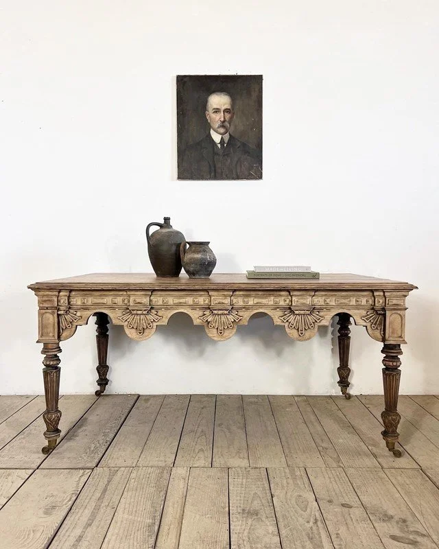 Antique French Carved Oak Console Table — Vintage Boathouse